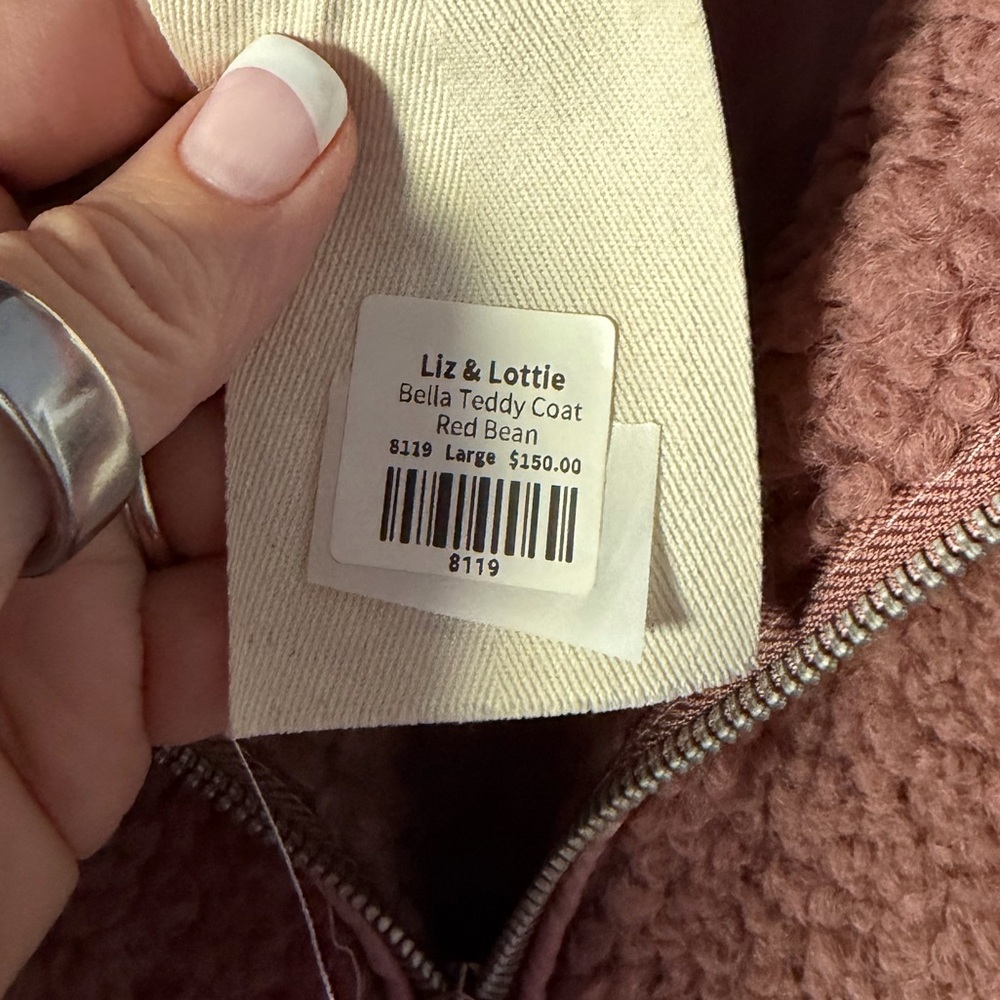 Easel Liz & Lottie Bella Teddy Coat in Red Bean Soft Sherpa Jacket NWT - Picture 4 of 6